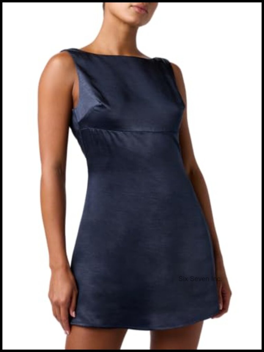 Satin Bodycon Mini Dress Boat Neck Low V Back Bow Party Cocktail